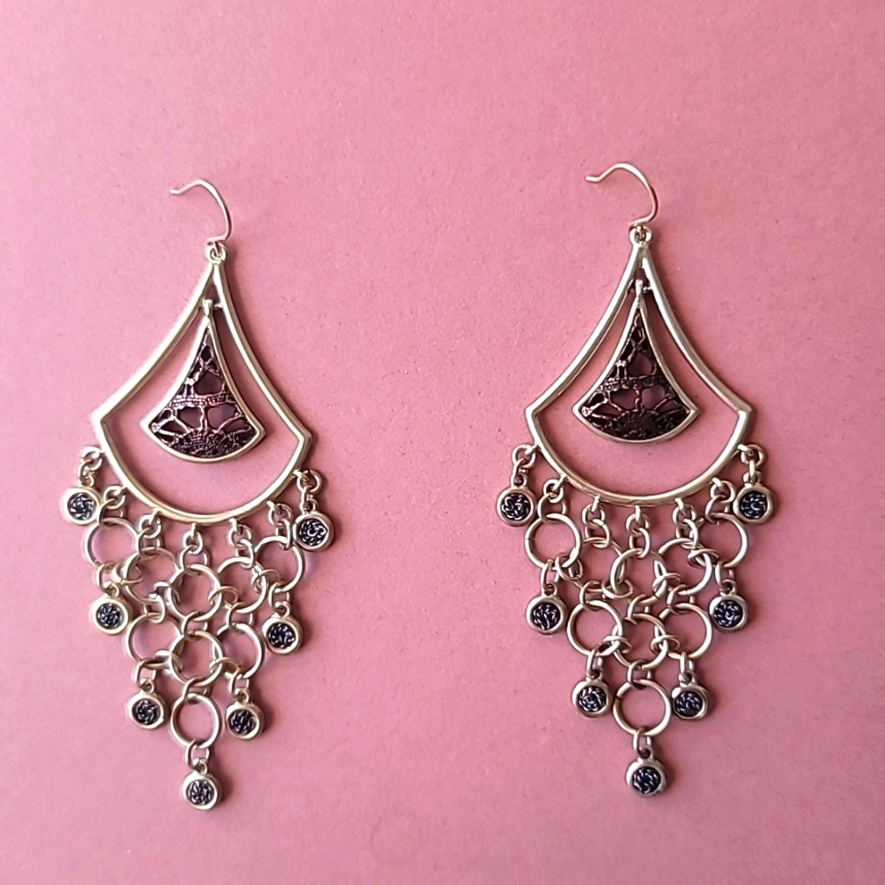 Vintage Chandelier Earrings Kenneth Cole Reaction (KCR), 3.5 inches - Picture 4 of 4